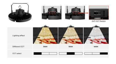 Atman Commercial Bell Light 200W Cool White 30000lm with Built-in LED Black Ø33xH17cm