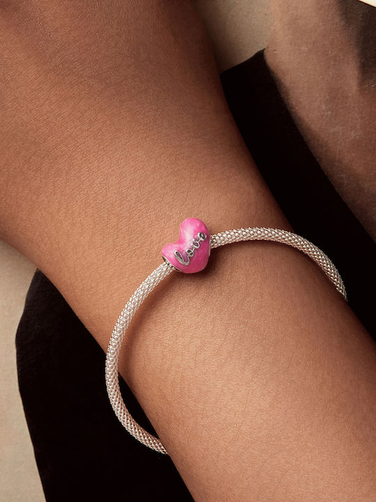 Love Charm Herz aus Rosa Vergoldetem Silber Rosa