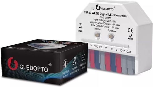 Ελεγκτής Ταινίας Led Gledopto Gl-c-309wl Ultra Mini Wi-fi Wled