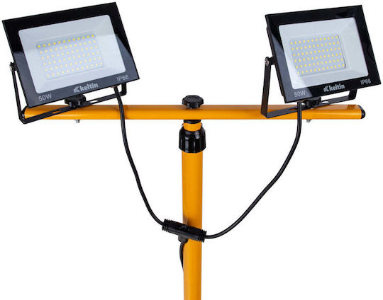 Led Projector 2 X 50 W Telescopic Tripod Cool White 6500 K Keltin K02053