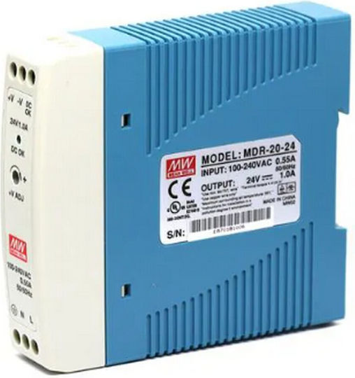 Mean Well Τροφοδοτικό Ράγας με Έξοδο 24V και Ισχύ 24W 1A