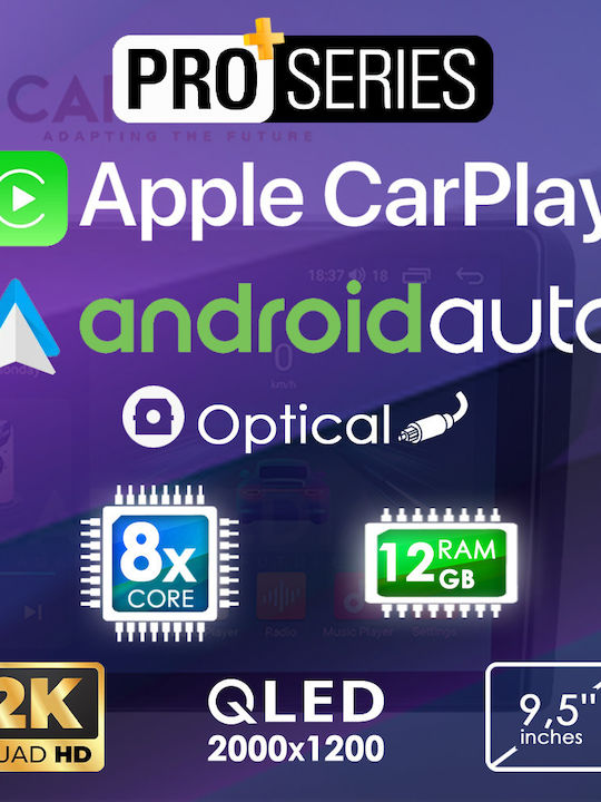 Carmedia Автомобилна Аудио Система (Блутут/USB/WiFi/GPS/Apple-Carplay/Android-Auto) с Тъчскрийн 9.5"