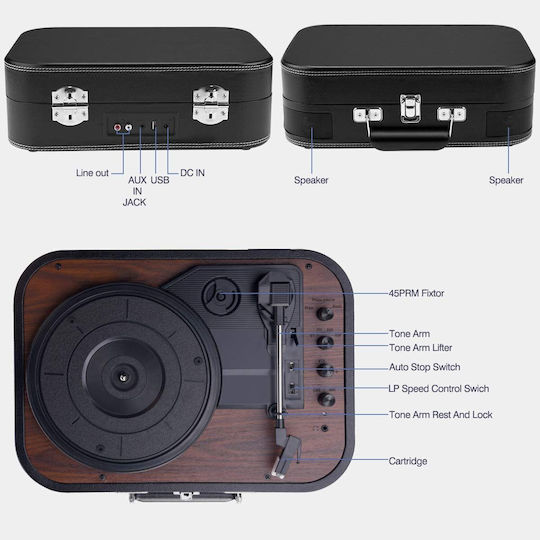 X00184EUZL Valiză Pick-Up cu Preamp și Difuzoare încorporate Negru