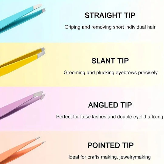 Set Mini Eyebrow Tweezers 4 Pieces Pastel Colors 13omo04