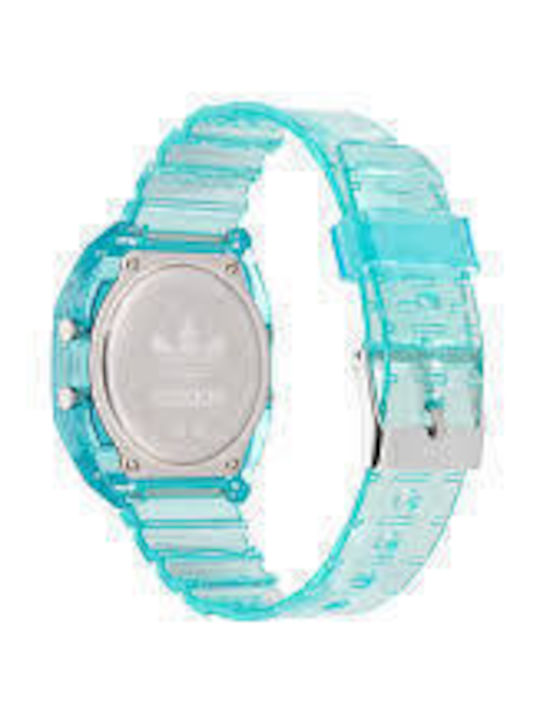 adidas Digital Men's Watch Battery with Blue Rubber Strap