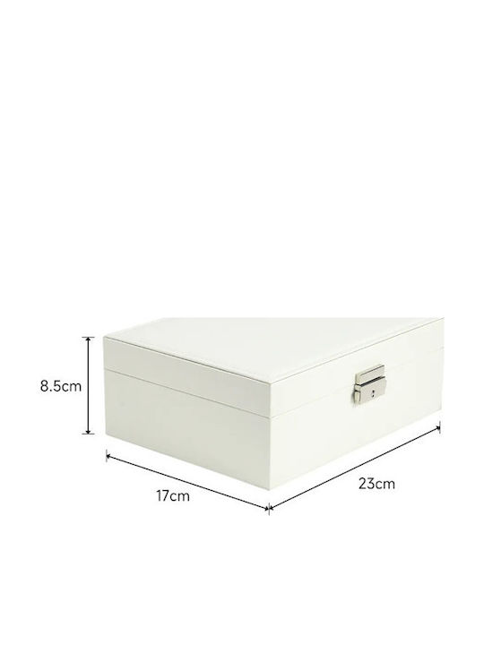 Κουτί Κοσμημάτων από Δερματίνη Λευκό 23x17x8.5cm