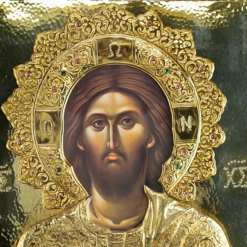 Christ Pantocrator Faithful Copy of Miraculous Icon Authentic Product of Vatopedi Monastery Holy Great Monastery Vatopedi 030401000022 57 X 44 Cm