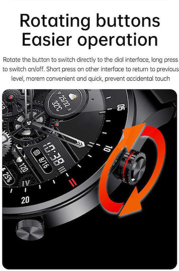 Microwear QW33 46mm Smartwatch with Heart Rate Monitor (Black Steel)