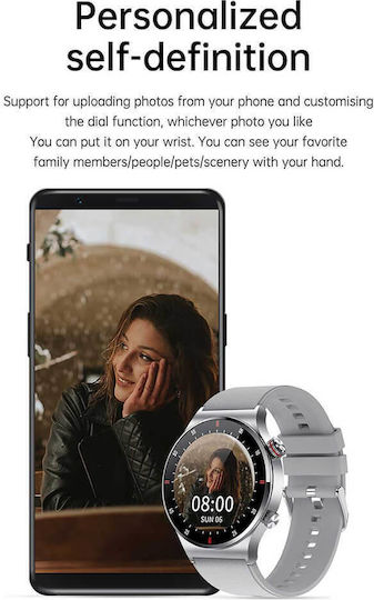 Microwear QW33 46mm Smartwatch with Heart Rate Monitor (Black Steel)