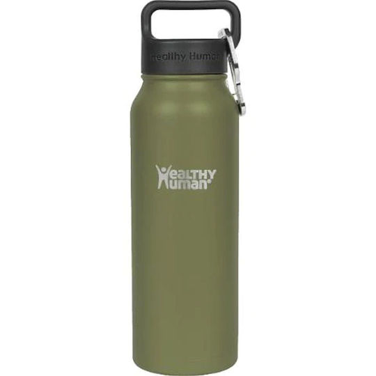 Healthy Human Bottle Thermos Stainless Steel / Plastic BPA Free 621ml Stein Bottle Olive Healthy Human
