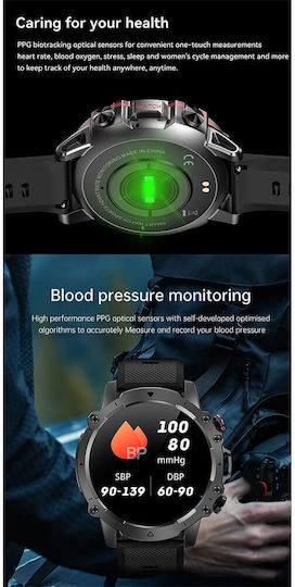 Microwear AK56 Smartwatch mit Pulsmesser (Silver Steel)