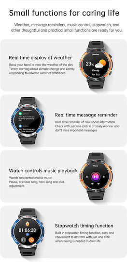 Microwear X11 Smartwatch με Παλμογράφο (Black / Blue)