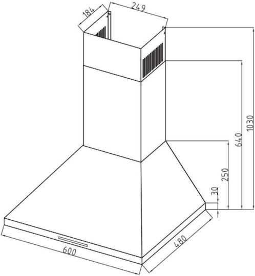 Davoline Chester Chimney Vent Hood 60cm Inox