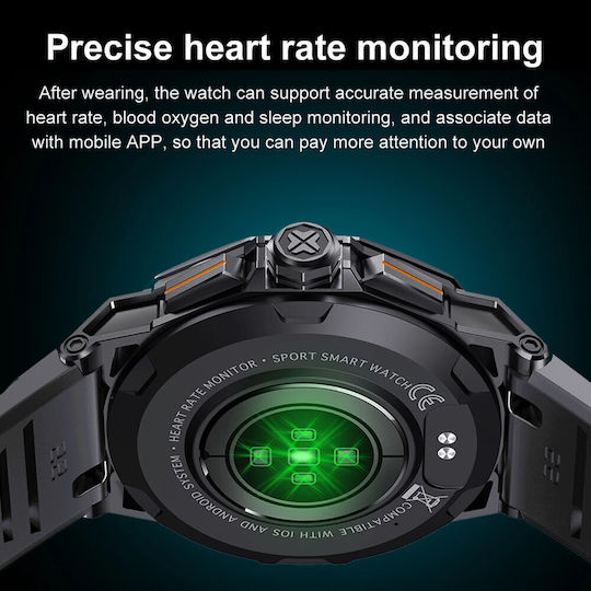 Microwear K62 Smartwatch with Heart Rate Monitor (K62 Orange)