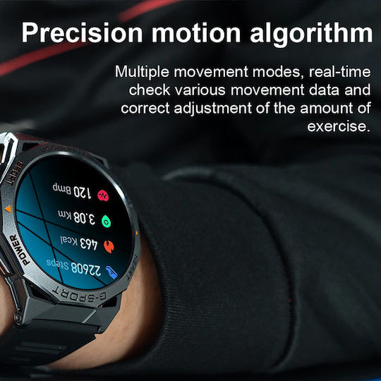 Microwear K62 Smartwatch με Παλμογράφο (Μαύρο)