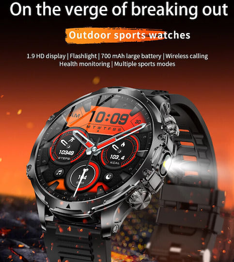 Microwear AK75 Smartwatch με Παλμογράφο (Silver Steel)