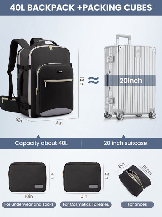 Lovevook Backpack Αδιάβροχο 40lt Μαύρο/Γκρι