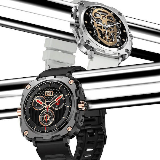 Microwear AK71 Smartwatch with Heart Rate Monitor (Black Gold Steel)