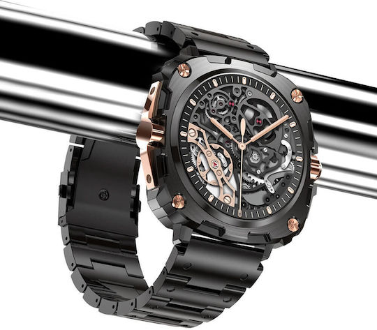 Microwear AK71 Smartwatch with Heart Rate Monitor (Black Gold Steel)