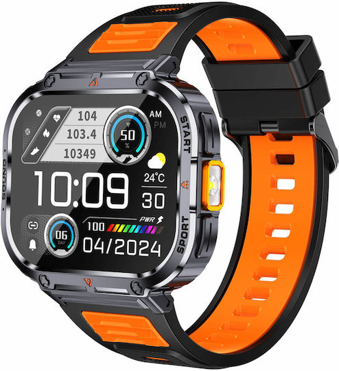Microwear NX23 Smartwatch με Παλμογράφο (Πορτοκαλί)