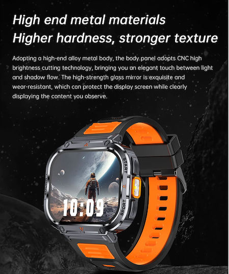 Microwear NX23 Smartwatch με Παλμογράφο (Πορτοκαλί)