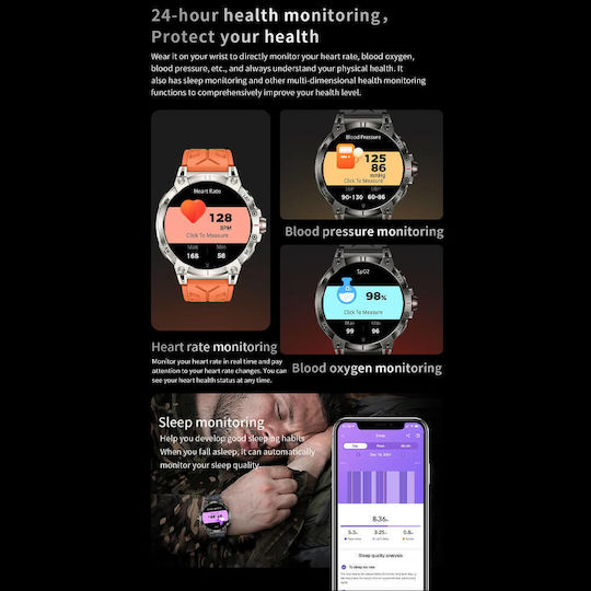 Microwear KC89 Smartwatch cu Pulsometru (Negru)