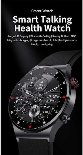 Microwear QW33 46mm Smartwatch με Παλμογράφο (Steel Silver)