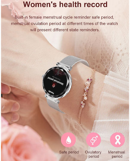 Microwear NX7 Pro Stainless Steel 38mm Smartwatch με Παλμογράφο (Gold Steel)