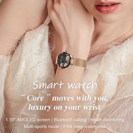 Microwear NX7 Pro Stainless Steel 38mm Smartwatch with Heart Rate Monitor (Silver Steel)
