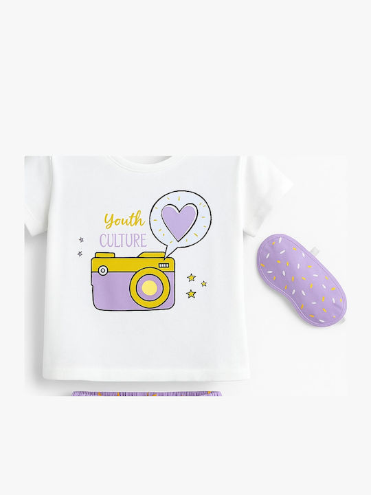 Evita Kids' Pajamas Summer White, Purple Youth Culture