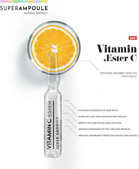 Alpaya Dermaceuticals Serum Ampulă Anti-îmbătrânire Ester Vitamina C pentru Față cu Vitamina C și Colagen pentru Strălucire și Lifting 10x2ml