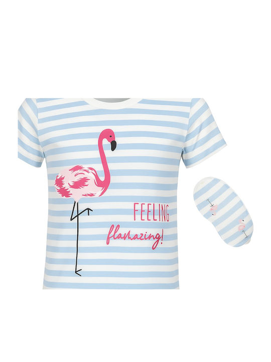 Evita Kinder Schlafanzug Sommerlich Blau Schlafmaske Flamingo 8010028