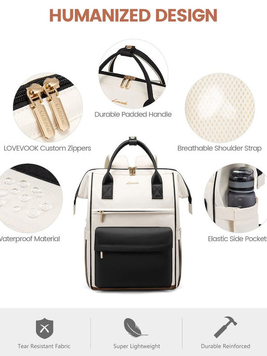 Lovevook Wasserdicht Tasche Rucksack für Laptop 15.6" beige/black MB2146