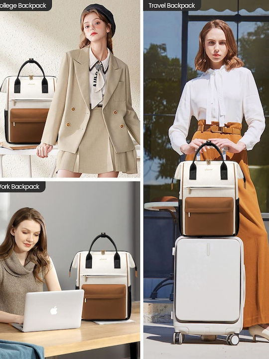 Lovevook Τσάντα Πλάτης για Laptop 15.6" με Θύρα USB beige/brown/black MB2146