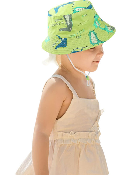 Queen Mother Παιδικό Καπέλο Bucket Υφασμάτινο Αντηλιακό Green Crocodile Πράσινο