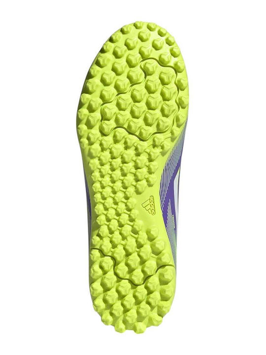 F50 Club Kids Turf Soccer Shoes Purple Rush / Cloud White / Lucid Lemon