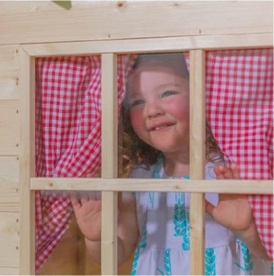 Multifunctional Wooden Kids Playhouse Garden Brown 118x90x146cm