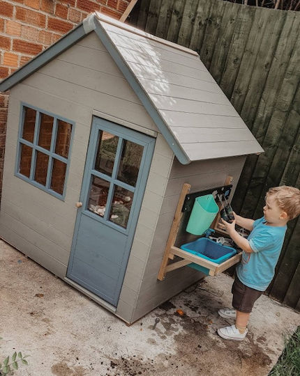 Multifunctional Wooden Kids Playhouse with Fence Brown 149x90x146cm