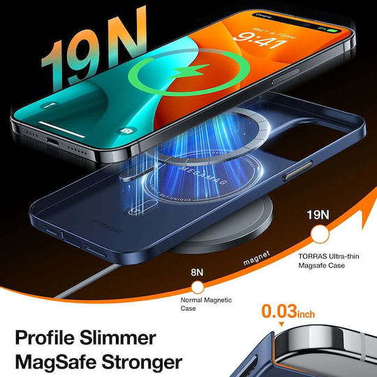 Torras Originfit-mag Umschlag Rückseite Kunststoff Marineblau (iPhone 15 Pro Max)