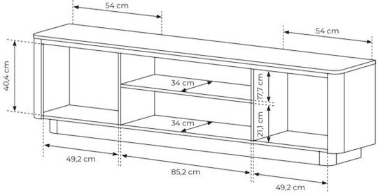 TV Stand Wooden Beige L200xW54xH38cm