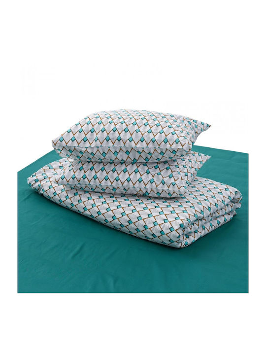 Heinner Set Huse Pentru Pilote 100% Bumbac 180x200cm Semidublu Cu 2 Fețe De Pernă & 1 Cearceaf Albastru