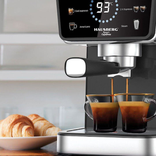 Hausberg Automat de Espresso 1350W Presiune 20bar pentru Cappuccino Argintie HB3730IN