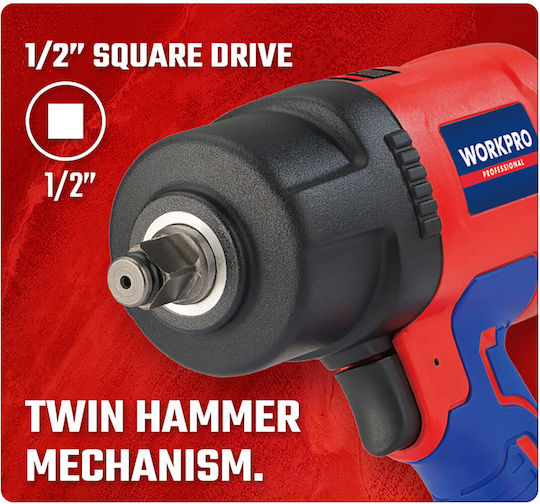 WorkPro WP510003 Air Impact Wrench 1/2 Square Drive with Maximum Torque 159.07kgm