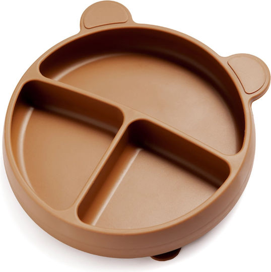 Kidnort Baby Food Plate made of Silicone Brown