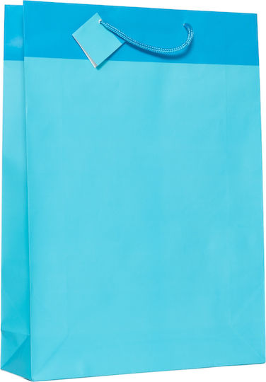 Paper Bag Matte Laminated Bag Sky Blue Rope Handles 6.5x3.5x9.5 288 Pieces