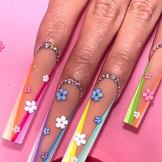 Nail Art Blumen Nageldesign Perlen 11