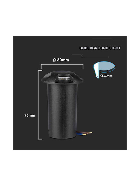 V-TAC V-TAC Outdoor Floor Lamp Spot LED 1W with Warm White Light IP67 Black