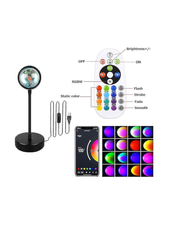 Oem Rgb Ambient Lamp Light Effects App Control Remote Control Projects Sunset 360° Rotating Head Black