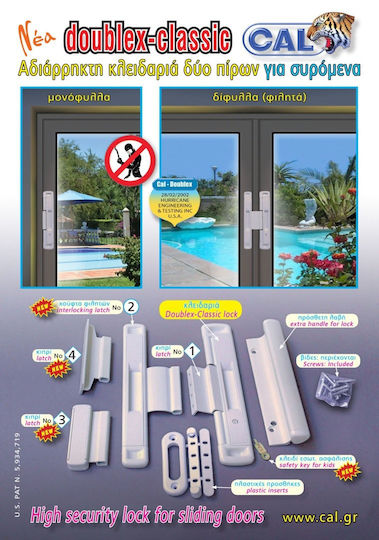 Cal Doublex Classic Lock Key Sliding Frames Silver Doors Windows