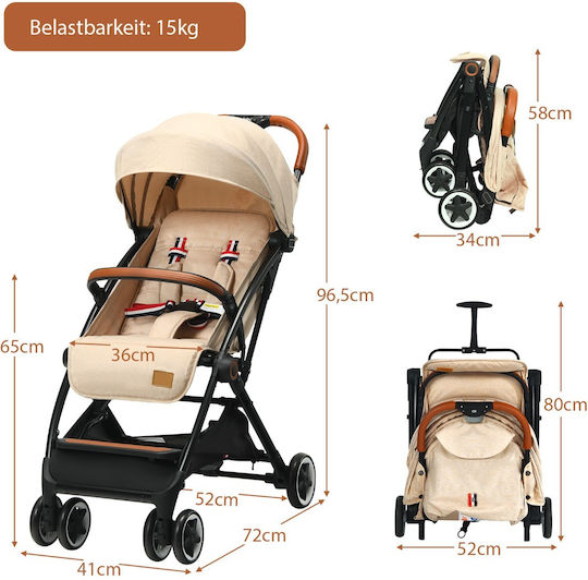 Costway Baby Stroller Suitable for Newborn Beige 7kg